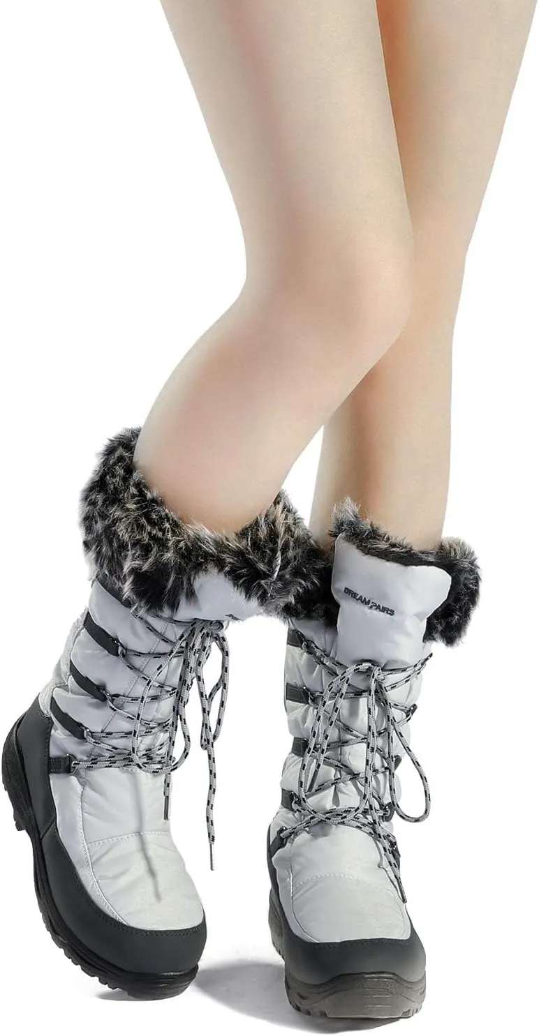 DREAM PAIRS Women's Warm Faux Fur Lined Mid-Calf Winter Snow Boots