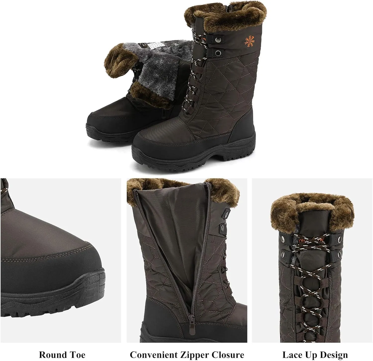 DREAM PAIRS Women's Warm Faux Fur Lined Mid-Calf Winter Snow Boots
