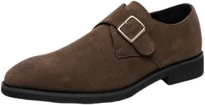 Dress Oxford for Men Slip On Metal Hasp Monk Shoes British Style Slip On Pointed Toe Moccasins Loafers Shoes British Fashion Suede Leather Shoes