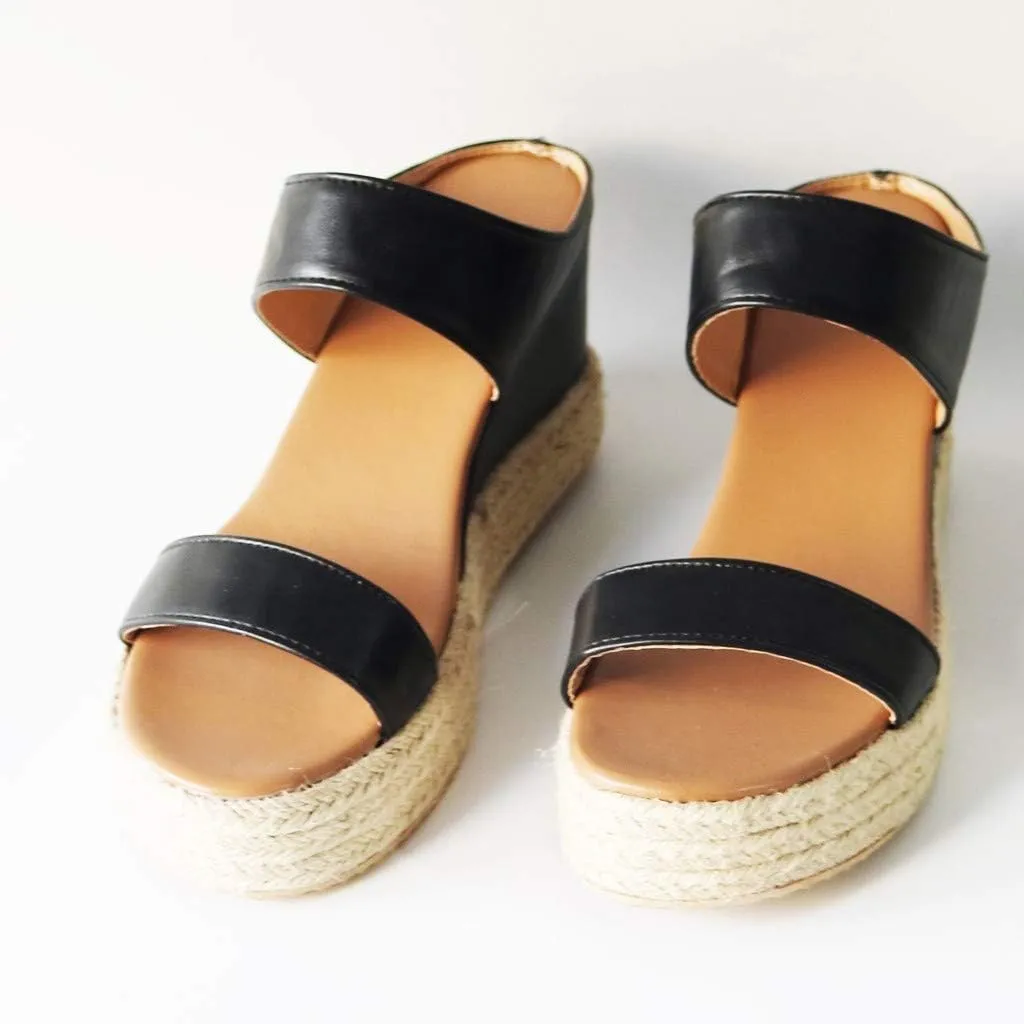 Dress Sandals for Women, Sandals Women Wedge Sandals Leather Slip on Platform Flats Shoes Casual Summer