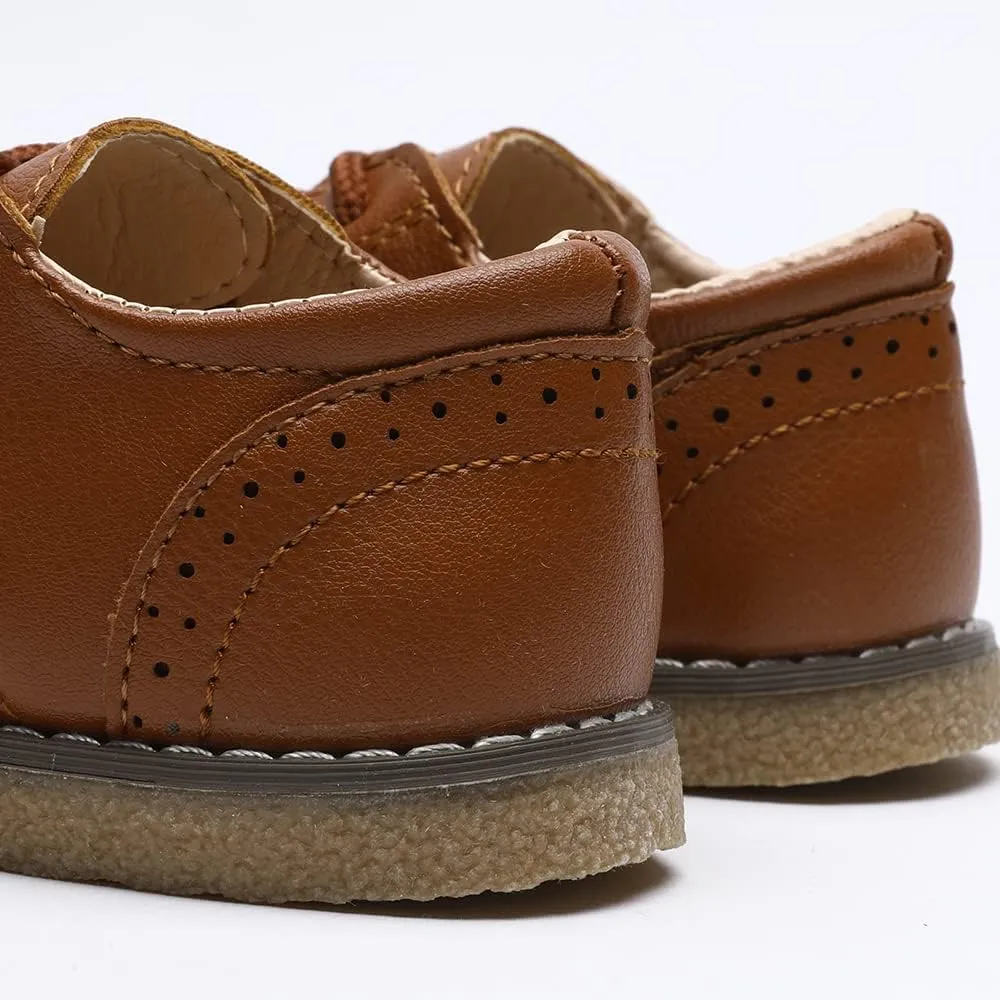 E-FAK Toddler Boys Girls Oxford Shoes Lace-Up PU Leather School Uniform First Walker Outdoor Dress Flat Loafer Shoes(Toddler/Little Kid)