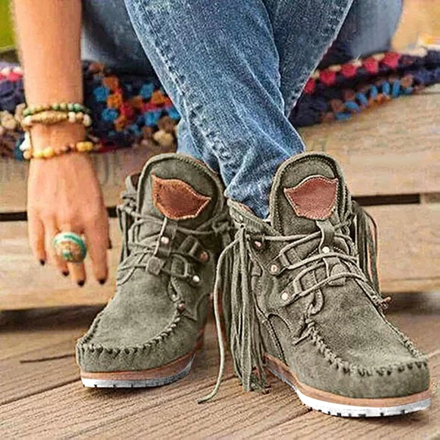 Eduavar Cowboy Boots for Women Cowboy Style, Cowgirl Boots Women 2023 Round Toe Platform Boots Cowboy Tassel Boots Shoes