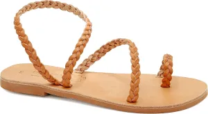 Emmanuela Ancient Greek Handmade Braided Leather Sandals, Quality Ankle Strap Slip on Summer Shoes for Women, Open Toe Flat Sandals, Boho Chic Sandals