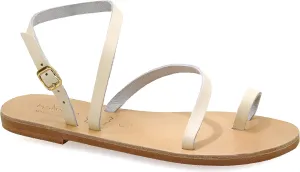 Emmanuela Ancient Greek Handmade Leather Flat Sandals, Quality Summer Shoes for Women with adjustable buckle strap, Toe Ring Strappy Sandals, Boho Chic Ankle Cuff Sandals
