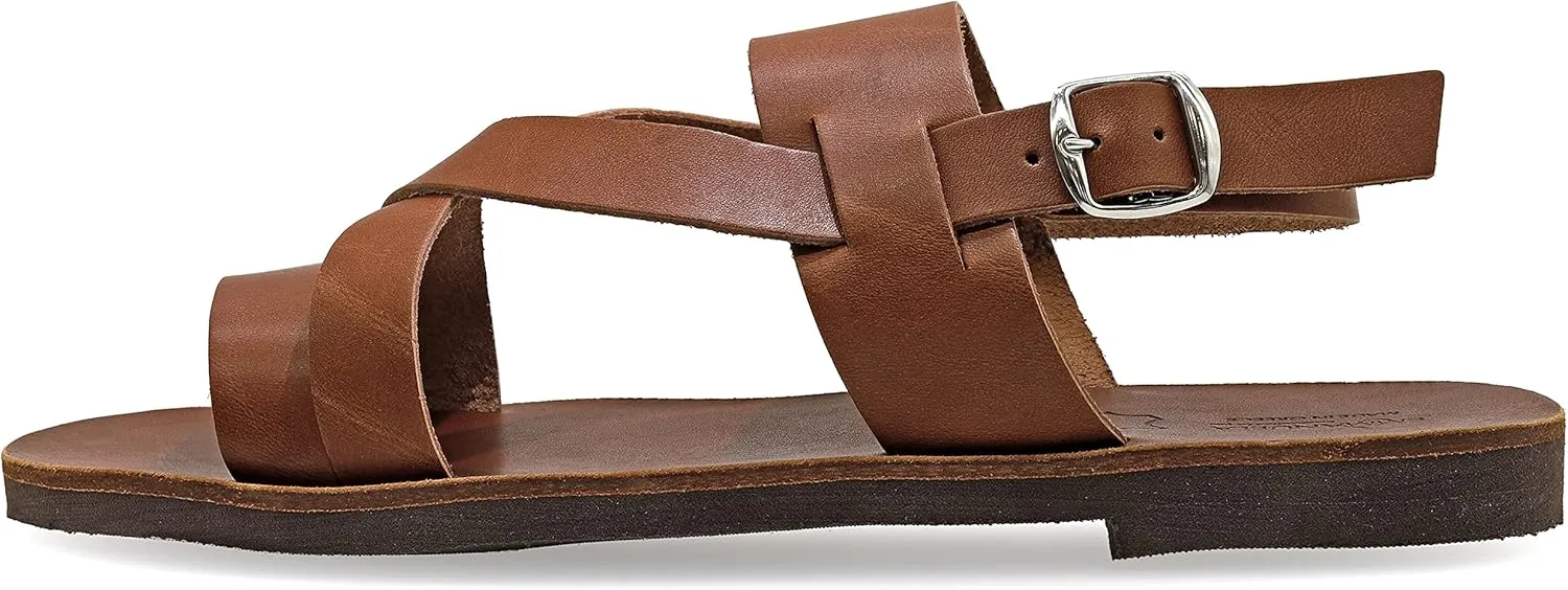 Emmanuela Ancient Greek Style Leather Fisherman Sandals for Men, Handmade Leather Open Toe Men's Sandals, Quality Adjustable Buckle Summer Shoes Black, Brown, Beige