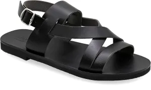 Emmanuela Ancient Greek Style Leather Fisherman Sandals for Men, Handmade Leather Open Toe Men's Sandals, Quality Adjustable Buckle Summer Shoes Black, Brown, Beige