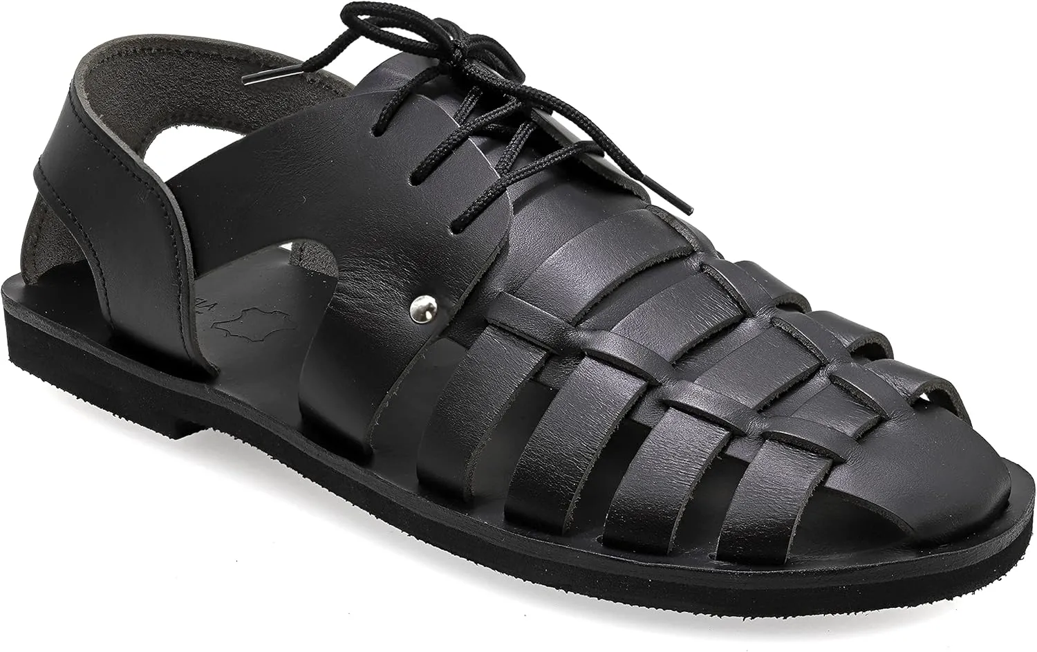 Emmanuela Ancient Greek Style Leather Fisherman Sandals for Men with Laces, Handmade Leather Caged Tie up Men's Sandals, Quality Strappy Summer Shoes Black, Brown, Beige