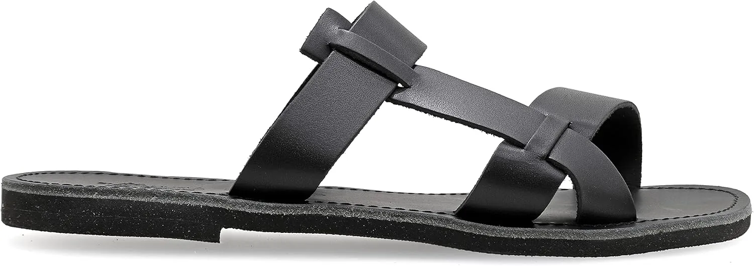 Emmanuela Ancient Greek Style Leather Sandals for Men, Quality Handmade Open Toe Men's Sandals, Slide on Summer Shoes, Slider Strappy Mules