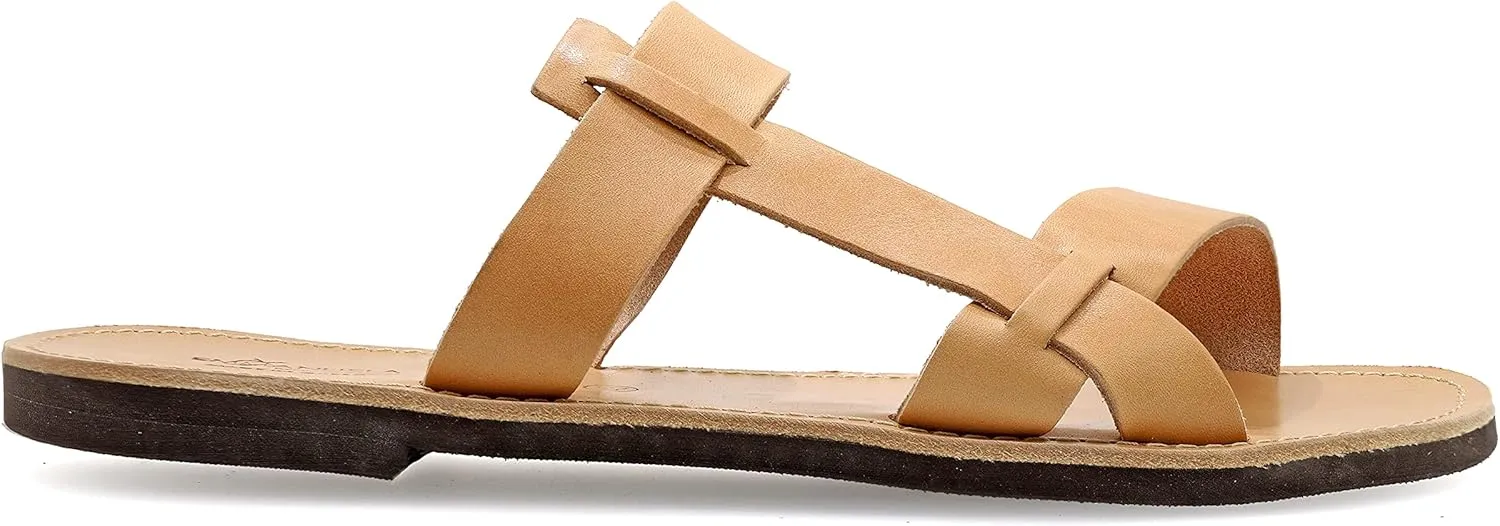 Emmanuela Ancient Greek Style Leather Sandals for Men, Quality Handmade Open Toe Men's Sandals, Slide on Summer Shoes, Slider Strappy Mules
