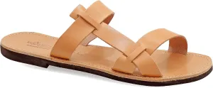 Emmanuela Ancient Greek Style Leather Sandals for Men, Quality Handmade Open Toe Men's Sandals, Slide on Summer Shoes, Slider Strappy Mules