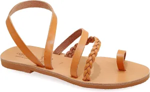 Emmanuela Ancient Greek Style Sandals, Handmade Leather Toe Ring Flat Sandals, Quality Sandals with Ankle Strap, Ankle Cuff Summer Shoes for Women, Boho Chic Sandals