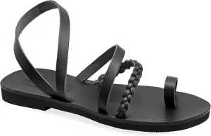 Emmanuela Ancient Greek Style Sandals, Handmade Leather Toe Ring Flat Sandals, Quality Sandals with Ankle Strap, Ankle Cuff Summer Shoes for Women, Boho Chic Sandals