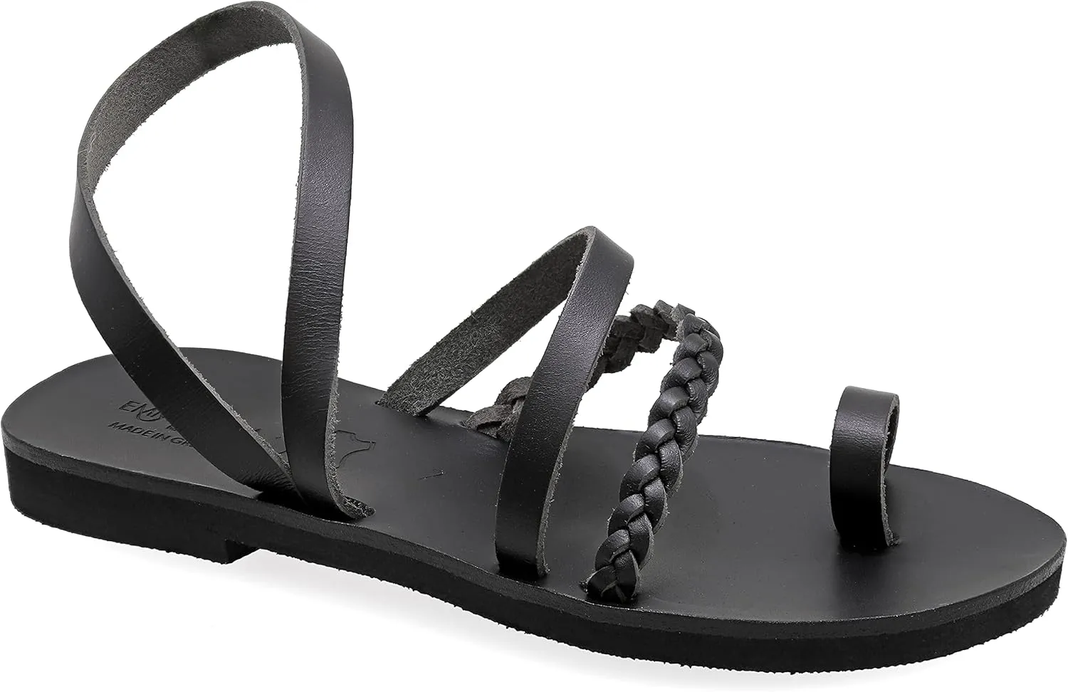 Emmanuela Ancient Greek Style Sandals, Handmade Leather Toe Ring Flat Sandals, Quality Sandals with Ankle Strap, Ankle Cuff Summer Shoes for Women, Boho Chic Sandals