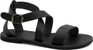 Emmanuela Greek Handmade Leather Flat Sandals, Quality Ankle Strap Sandals with adjustable buckle, Ankle Cuff Summer Shoes, Open Toe Strappy Sandals, Boho Chic Sandals