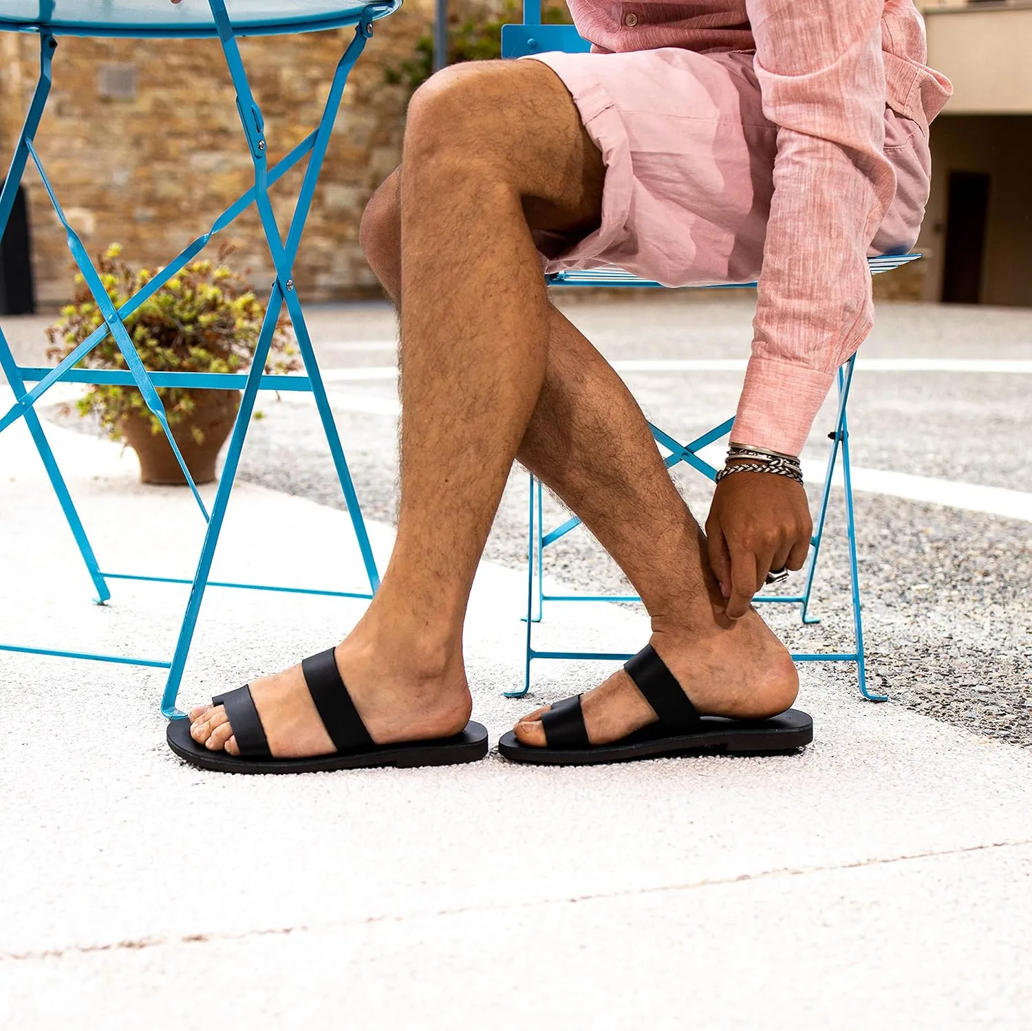 Emmanuela Greek Handmade Leather Sandals, Quality Slide on Sandals, Summer Shoes for Men, Ring Toe Sandals, Slider Sandals for men