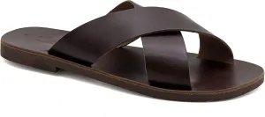 Emmanuela Greek Leather Cross Strap Sandals for Men, Quality Handmade Men's Sandals, Mens X Strappy Summer Shoes