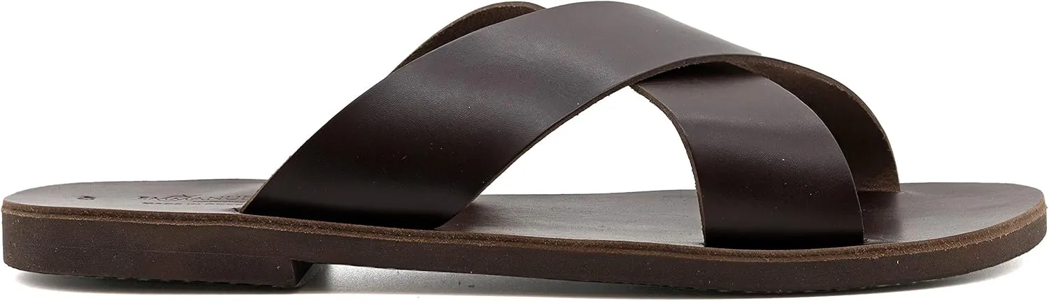 Emmanuela Greek Leather Cross Strap Sandals for Men, Quality Handmade Men's Sandals, Mens X Strappy Summer Shoes