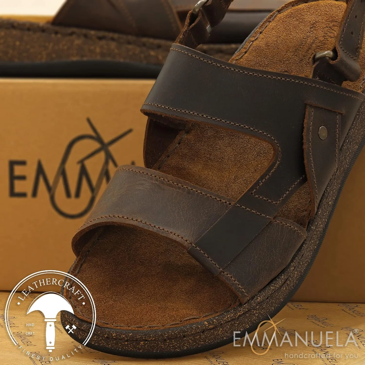 Emmanuela Greek Leather Fisherman's Sandals for Men, Quality Handmade Men's Sandals with adjustable Buckle Strap, Mens Strappy Summer Shoes