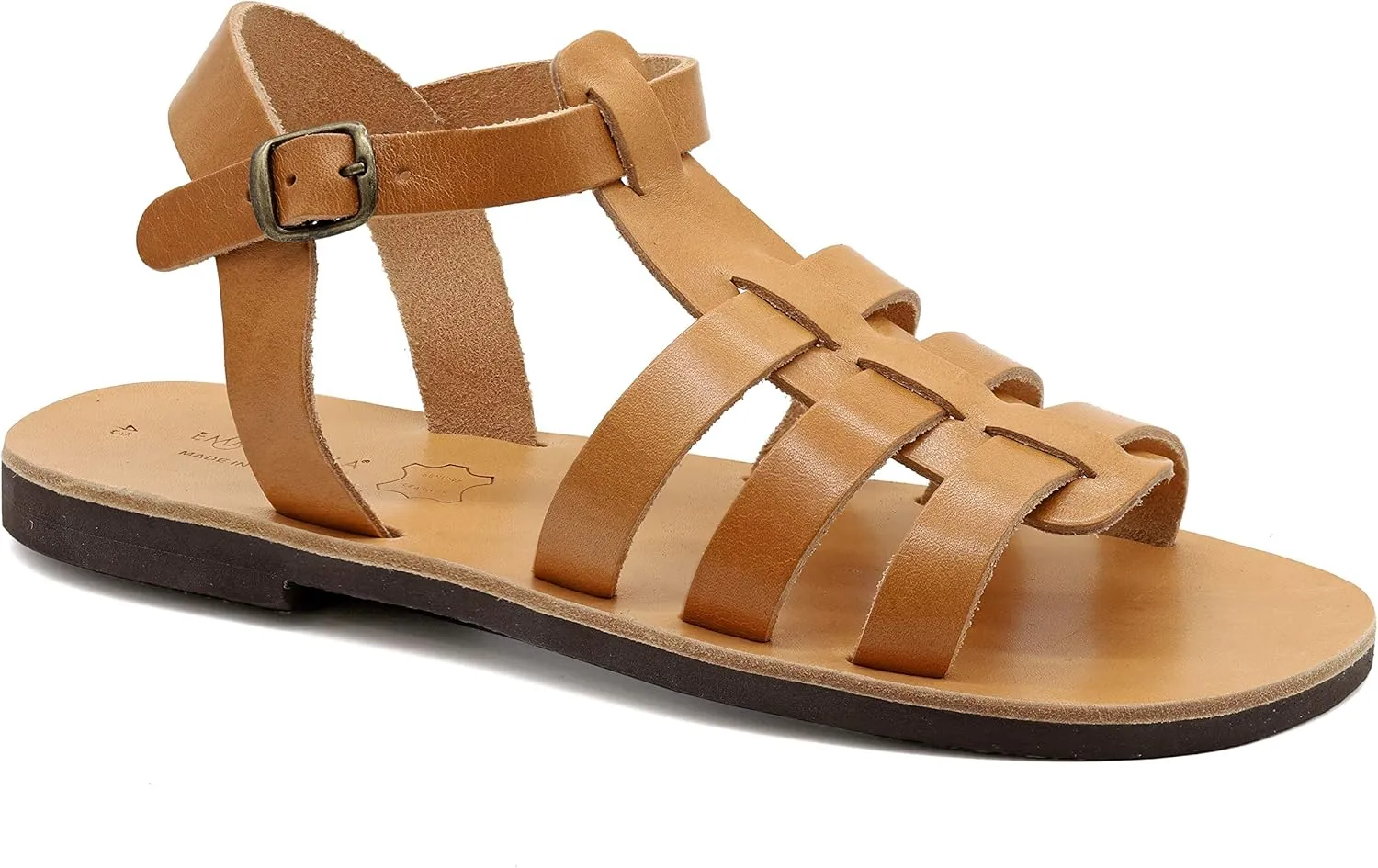 Emmanuela Greek Leather Fisherman's Sandals for Men, Quality Handmade Men's Sandals with adjustable Buckle Strap, Mens Strappy Summer Shoes