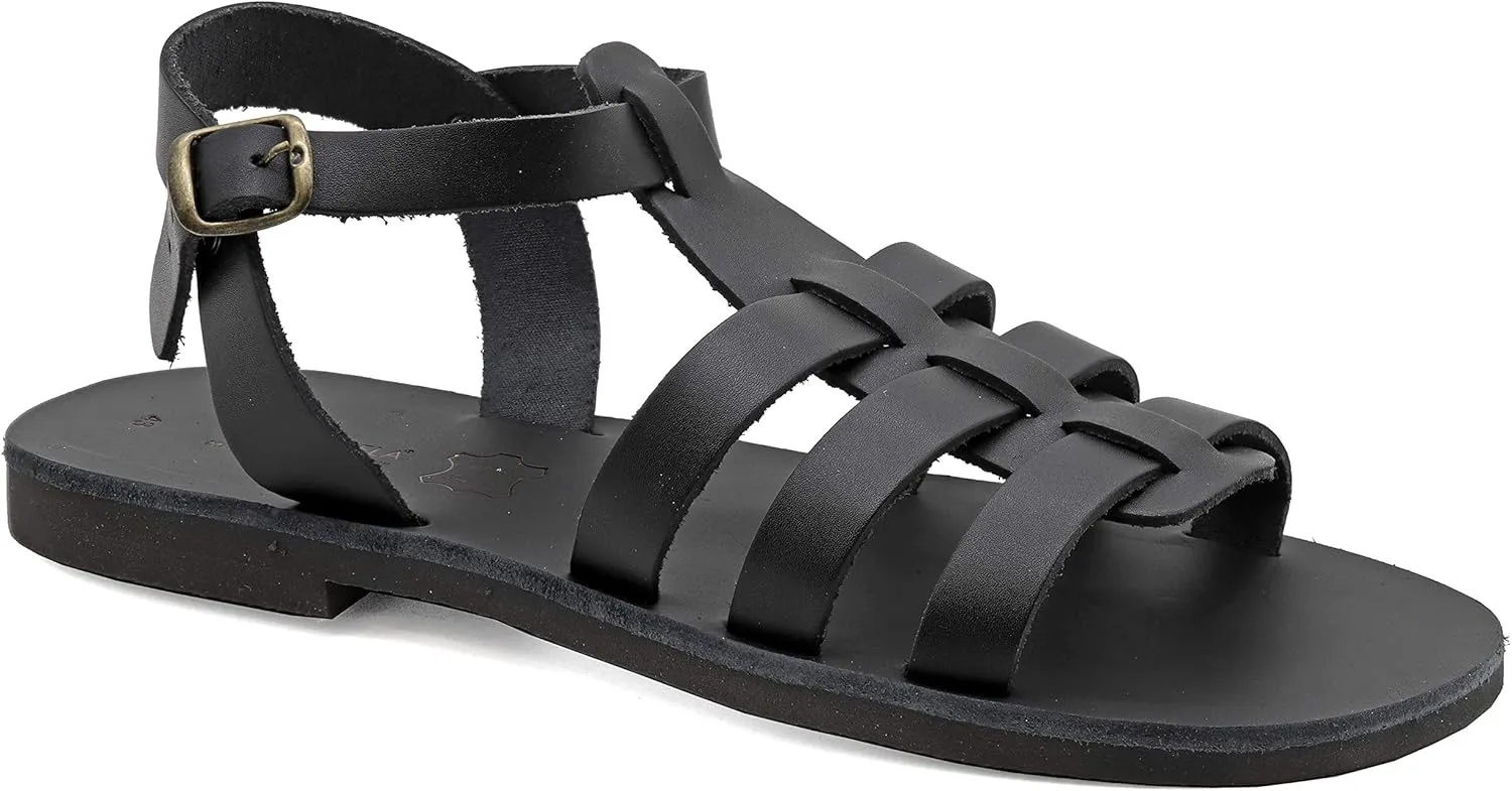 Emmanuela Greek Leather Fisherman's Sandals for Men, Quality Handmade Men's Sandals with adjustable Buckle Strap, Mens Strappy Summer Shoes