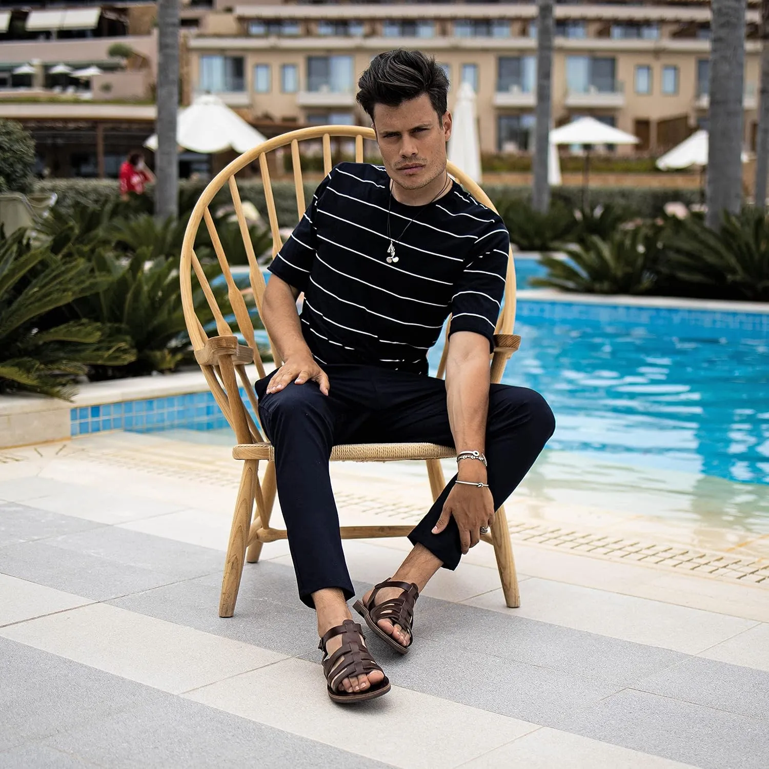 Emmanuela Greek Leather Fisherman's Sandals for Men, Quality Handmade Men's Sandals with adjustable Buckle Strap, Mens Strappy Summer Shoes