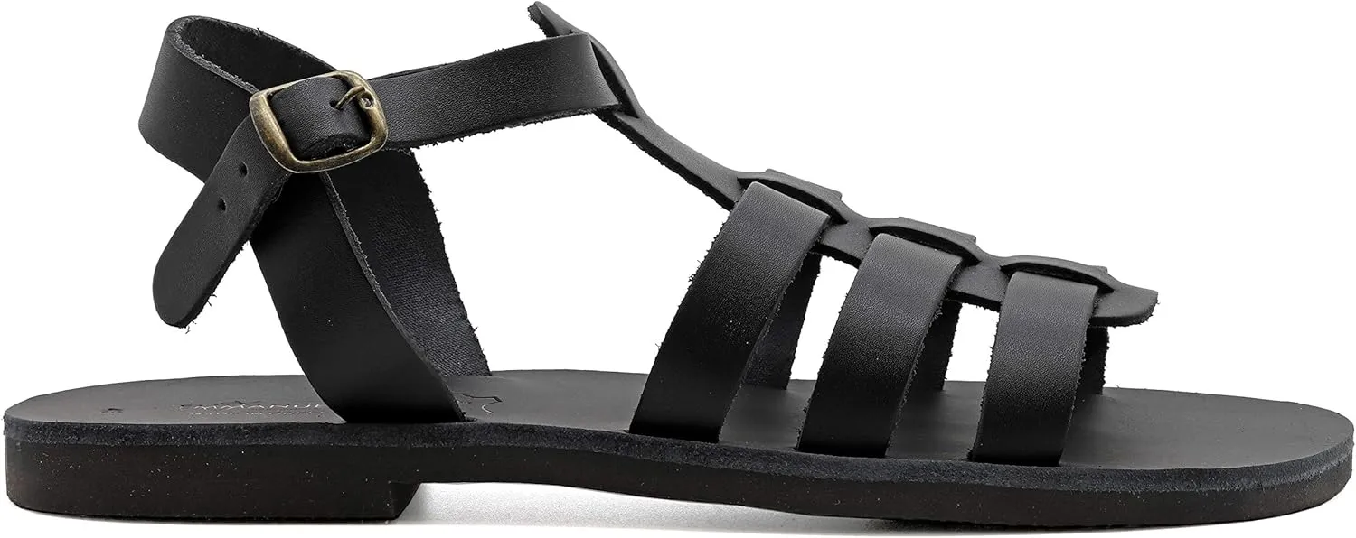 Emmanuela Greek Leather Fisherman's Sandals for Men, Quality Handmade Men's Sandals with adjustable Buckle Strap, Mens Strappy Summer Shoes