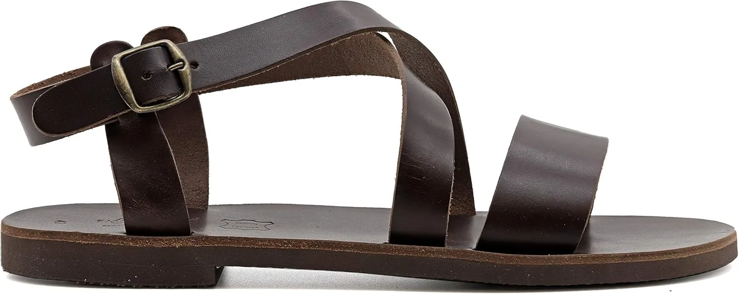Emmanuela Greek Leather Gladiator Sandals for Men, Quality Handmade Men's Sandals with adjustable Buckle Strap, Mens Strappy Summer Shoes