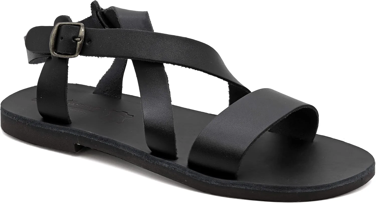Emmanuela Greek Leather Gladiator Sandals for Men, Quality Handmade Men's Sandals with adjustable Buckle Strap, Mens Strappy Summer Shoes