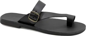Emmanuela Greek Leather Ring Toe Sandals for Men, Quality Handmade Men's Sandals with adjustable Buckle Strap, Mens Strappy Summer Shoes