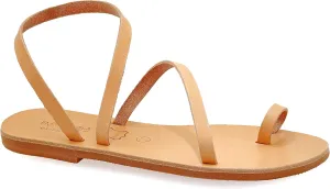 Emmanuela Greek Leather Toe ring Sandals, Quality Handmade Slingback Summer Shoes, Ankle Cuff Strappy Sandals, Boho Chic Flat Sandals, Silver Rose Gold Snake animal print