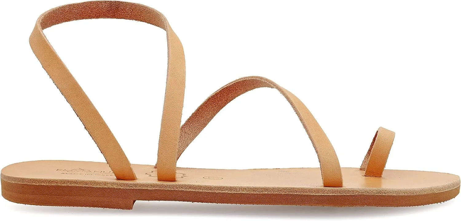 Emmanuela Greek Leather Toe ring Sandals, Quality Handmade Slingback Summer Shoes, Ankle Cuff Strappy Sandals, Boho Chic Flat Sandals, Silver Rose Gold Snake animal print