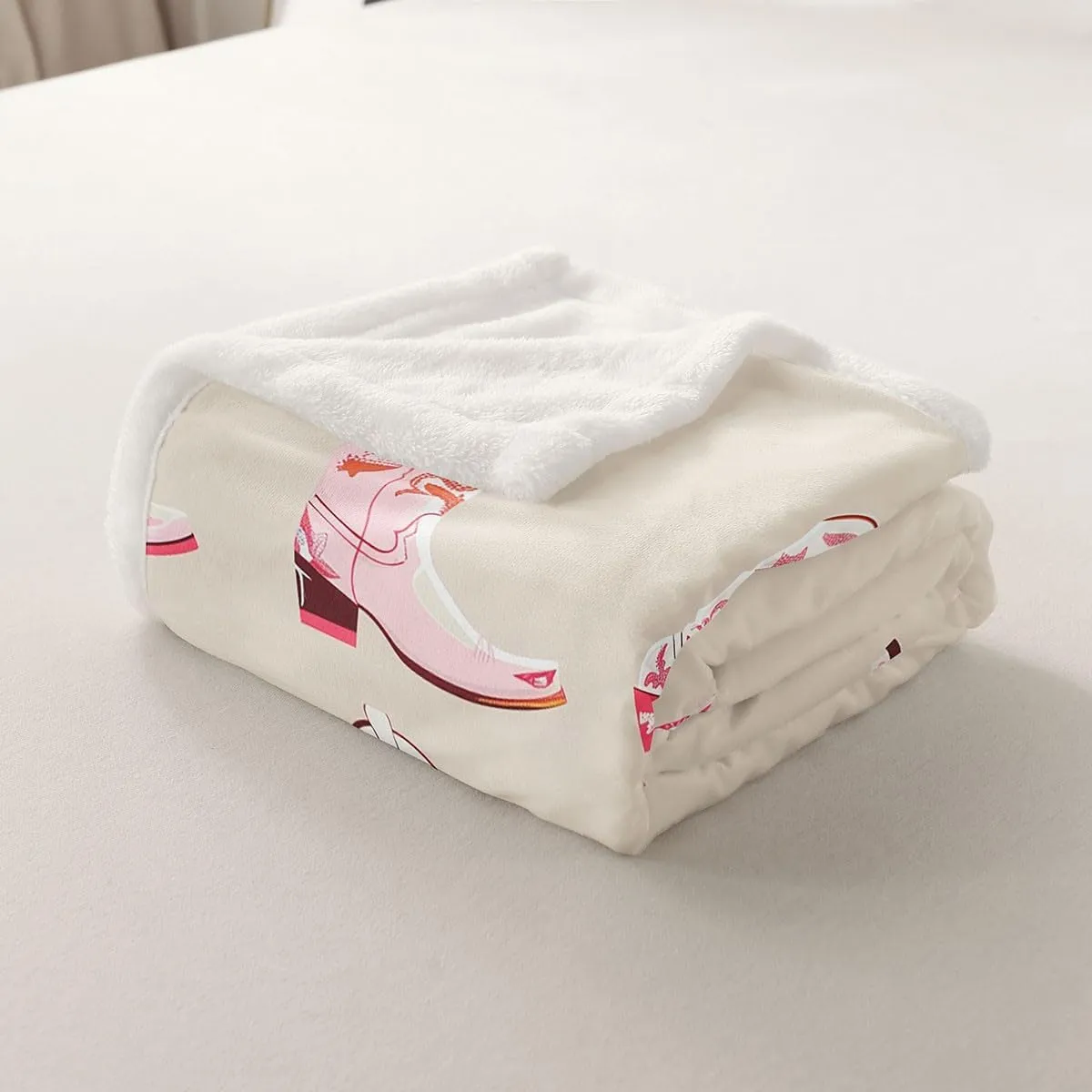 Erosebridal Cowgirl Throw Blanket Twin 60x80 Inch for Bedroom Living Room Sofa Couch,Western Cowboy Boots Fleece Blanket,Wild West Cowgirl Fuzzy Blankets,Farmhouse Sherpa Blankets