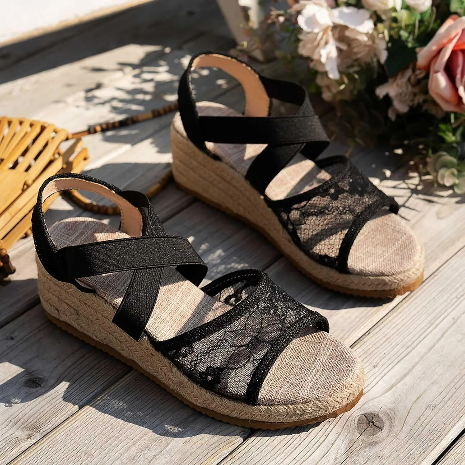 Espadrille Sandals for Women Flat Open Toe Ankle Strap Platform Sandals Comfortable Summer Shoes Women Trendy 2025