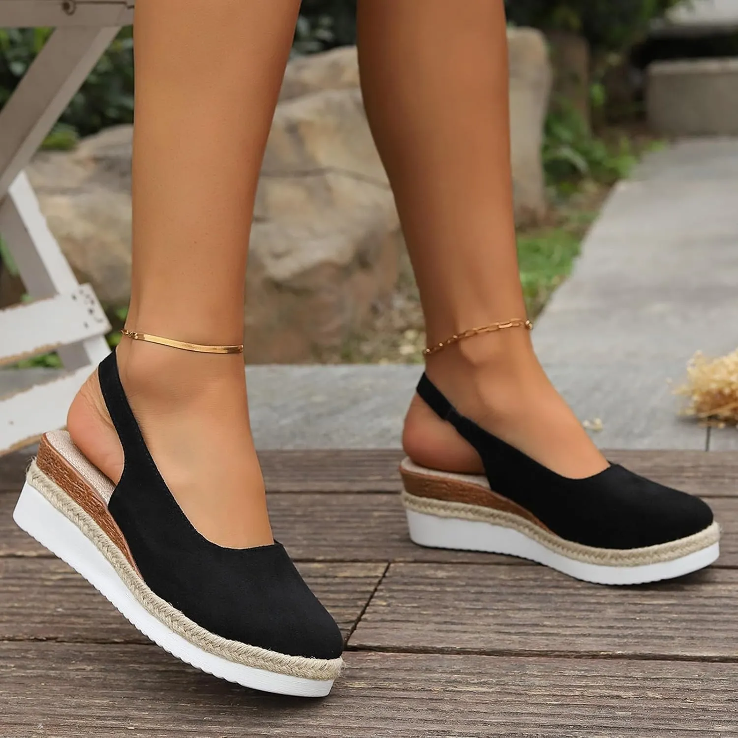 Espadrilles Wedges Heels for Women Closed Toe Sandals Women Comfortable Ankle Strap Platform Sandals Cute Slingback Wedge Sandals Summer Dressy Wide Width Low Heel Sandals Casual ﻿