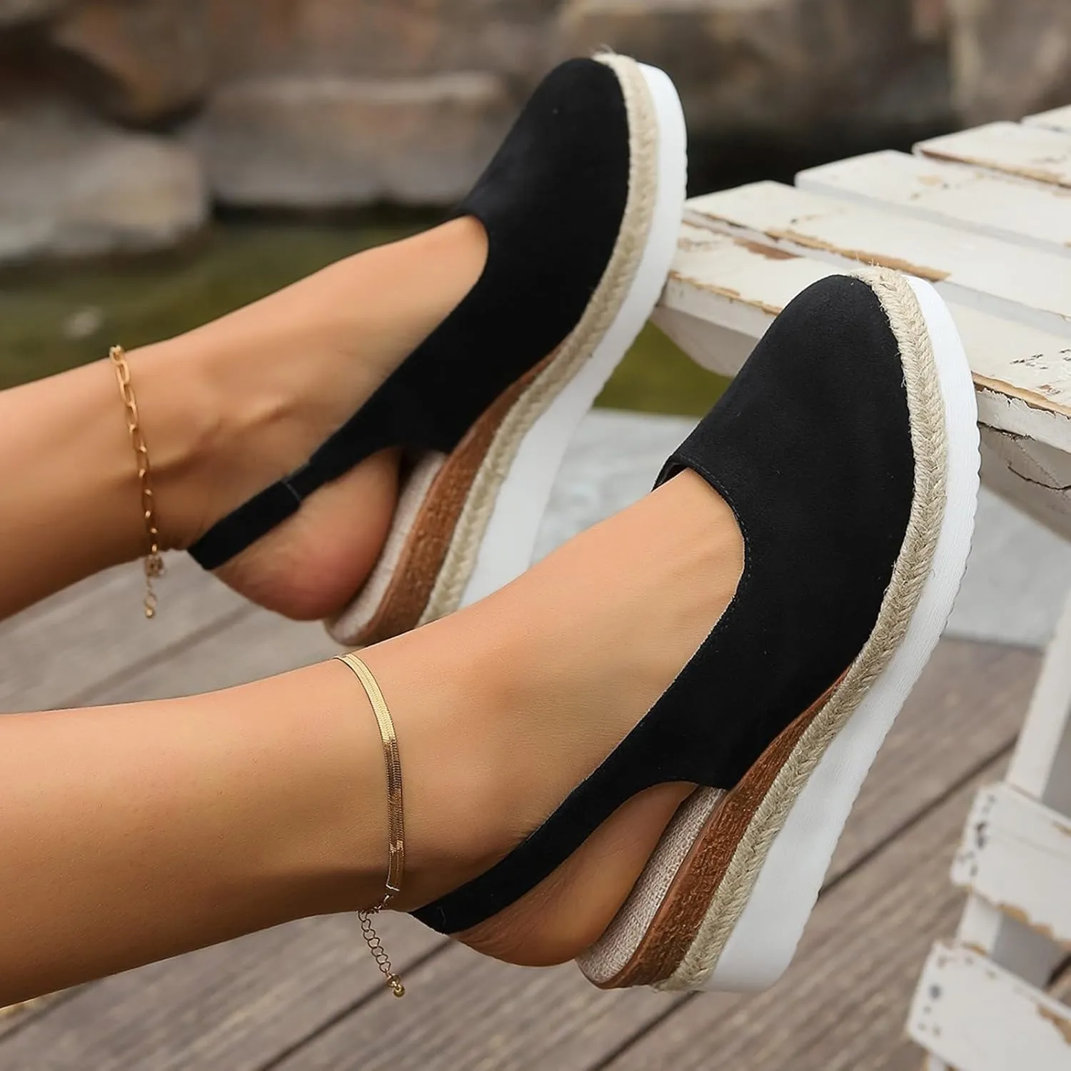 Espadrilles Wedges Heels for Women Closed Toe Sandals Women Comfortable Ankle Strap Platform Sandals Cute Slingback Wedge Sandals Summer Dressy Wide Width Low Heel Sandals Casual ﻿