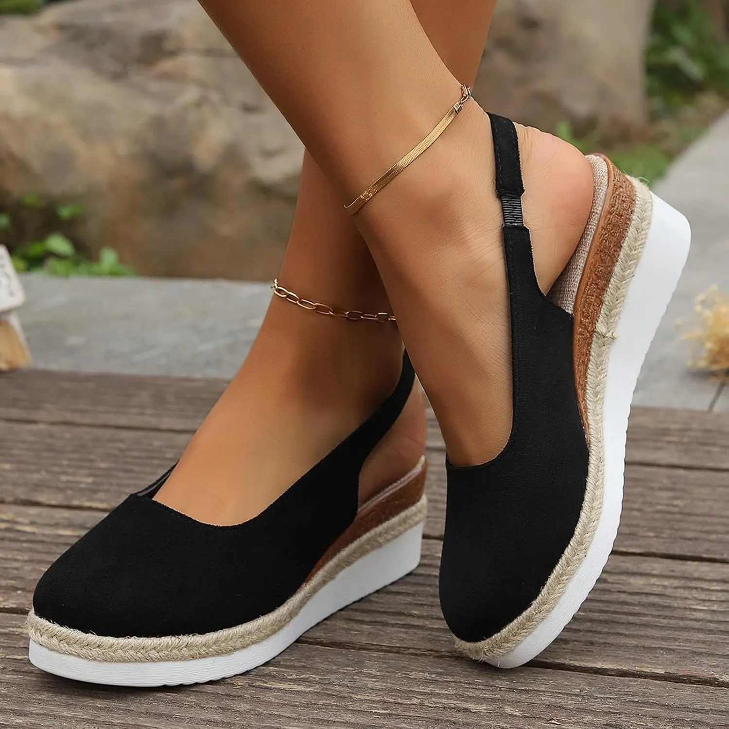 Espadrilles Wedges Heels for Women Closed Toe Sandals Women Comfortable Ankle Strap Platform Sandals Cute Slingback Wedge Sandals Summer Dressy Wide Width Low Heel Sandals Casual ﻿