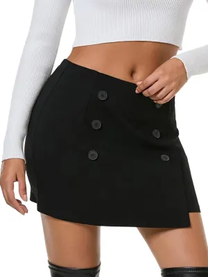 EXLURA Womens Button Bodycon Mini Skirt Sexy Night Club High Waist Elastic Y2K Trendy Short Plaid Skirts