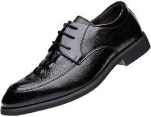 Fashion Male Comfortable Autumn Leather Shoes Men Lace-up Dress Shoes Classic Crocodile Pattern Black Men's Casual Loafers Driving Moccasin