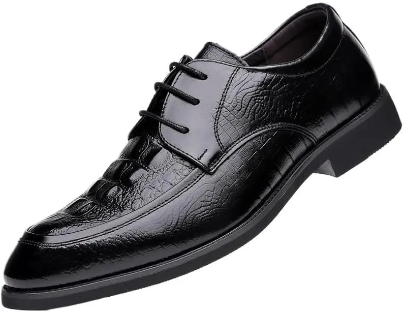 Fashion Male Comfortable Autumn Leather Shoes Men Lace-up Dress Shoes Classic Crocodile Pattern Black Men's Casual Loafers Driving Moccasin