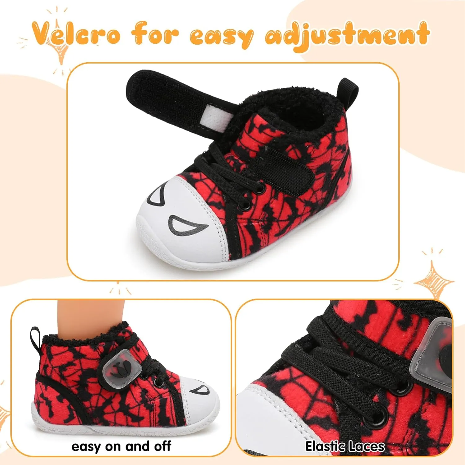 FEETCITY Baby Boots Boys Girls Infant Slippers Cozy Fleece Boots First Walking Shoes Warm Socks Newborn Crib Shoes