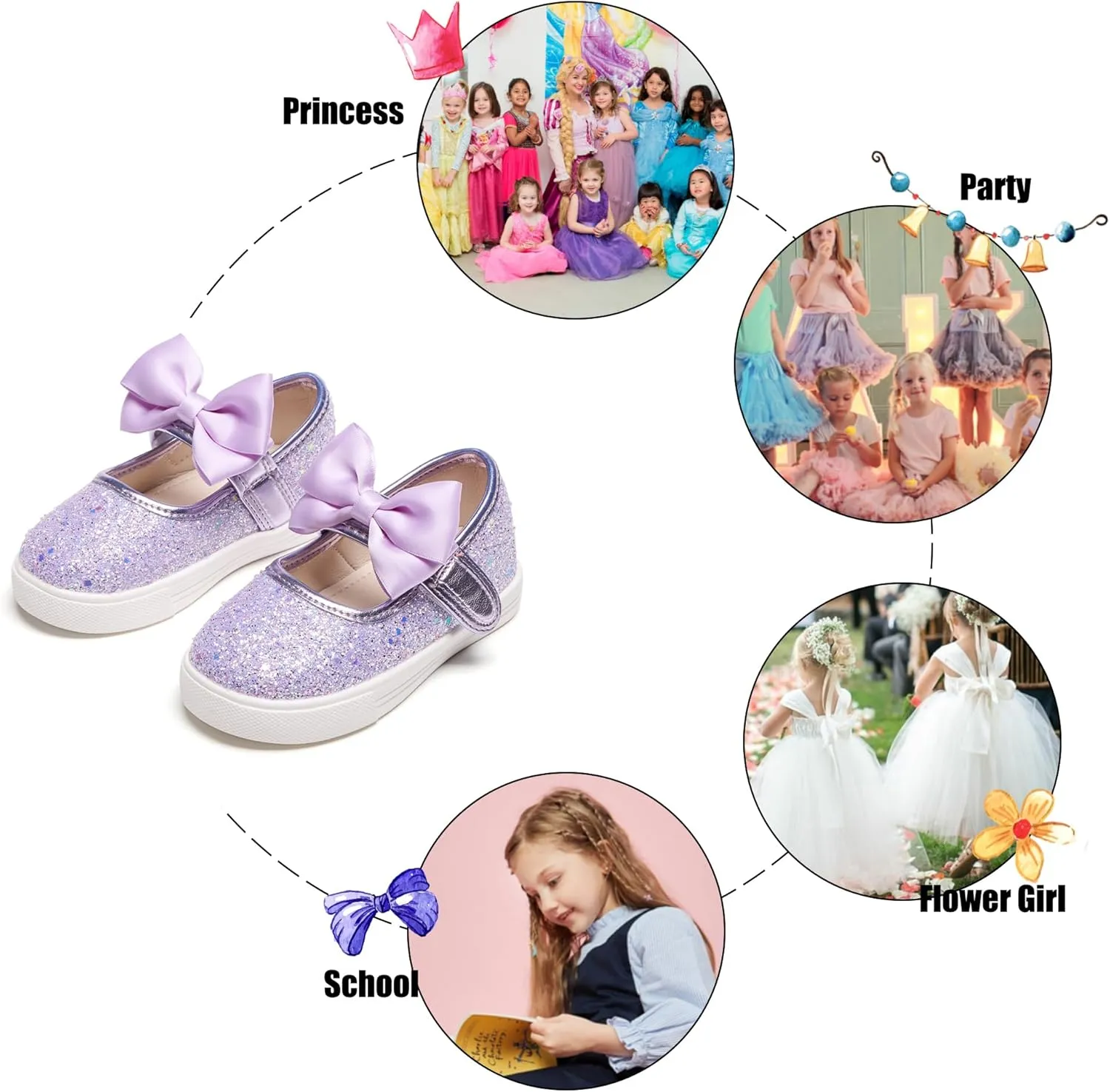 Felix & Flora Toddler/Little Kid Girls Running Shoes Glitter Sneakers Princess Fashion Casual Sports Shoes