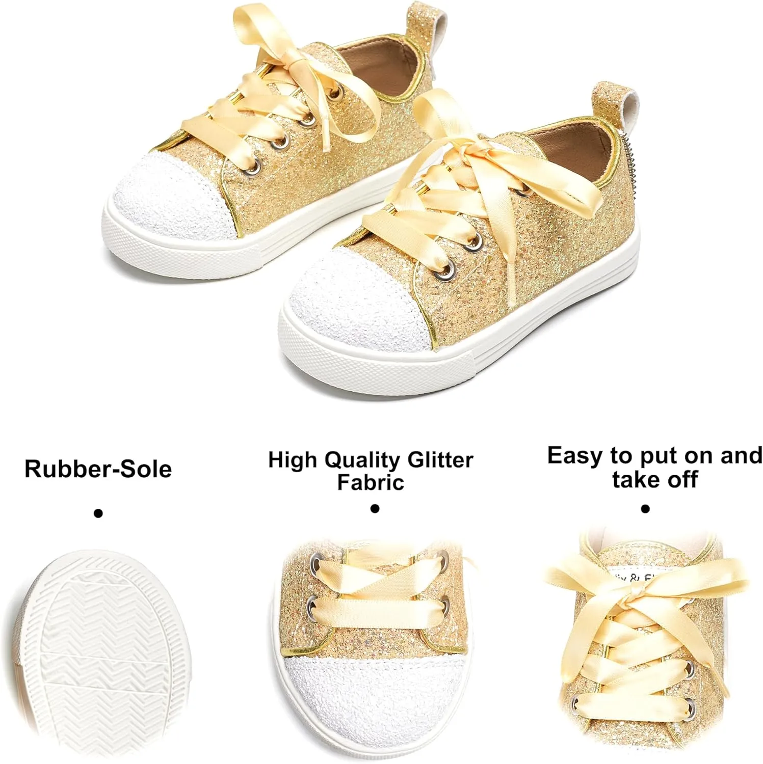Felix & Flora Toddler/Little Kid Girls Running Shoes Sports Sneakers Princess Casual Glitter Shoes.