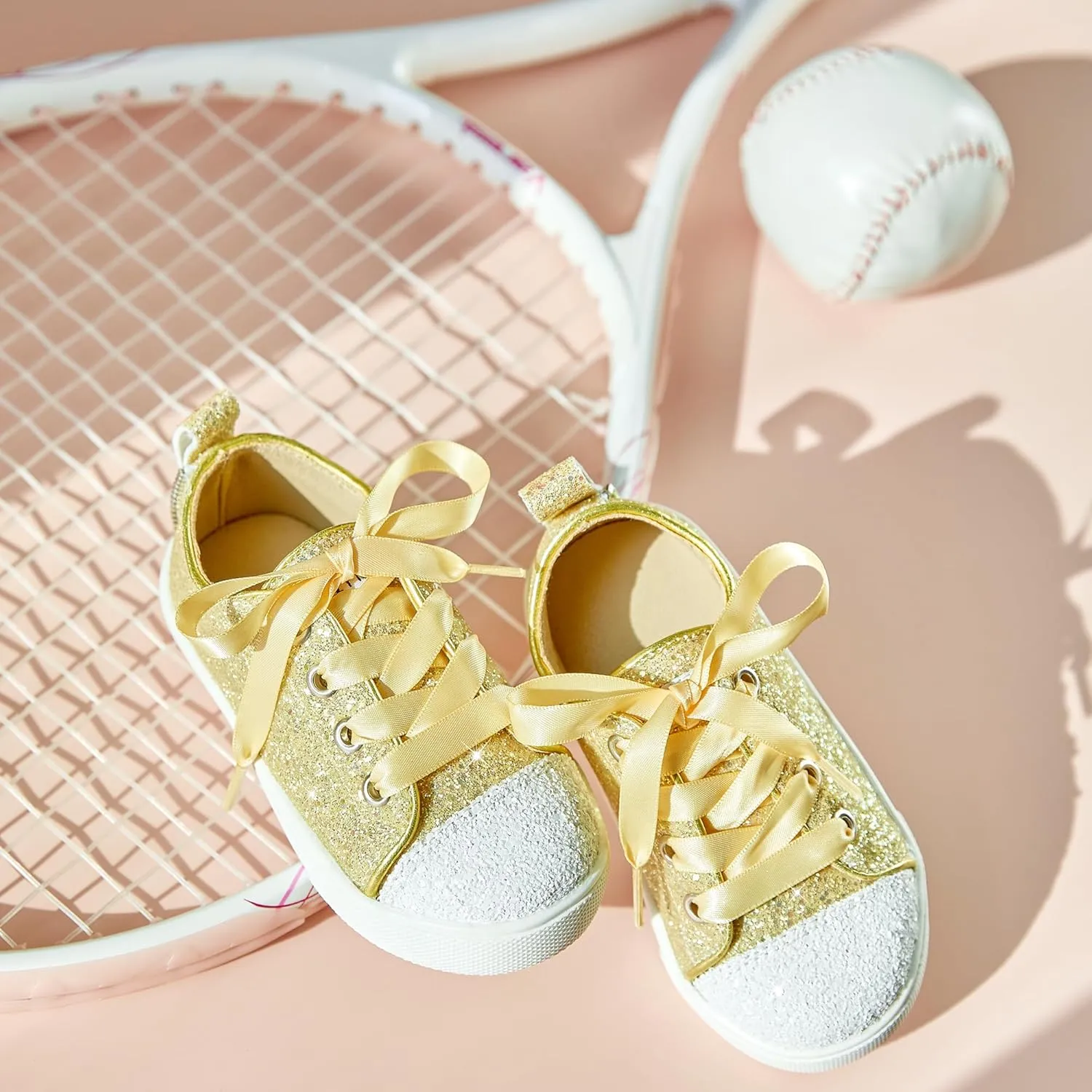 Felix & Flora Toddler/Little Kid Girls Running Shoes Sports Sneakers Princess Casual Glitter Shoes.