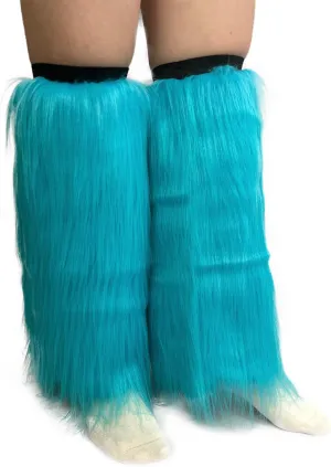 FHQHTH Fuzzy Faux Fur Leg Warmers Fur Heels Long Boots Cuff Cover has Elasticity One Pair Dionysia Boot cover Carnival 18"