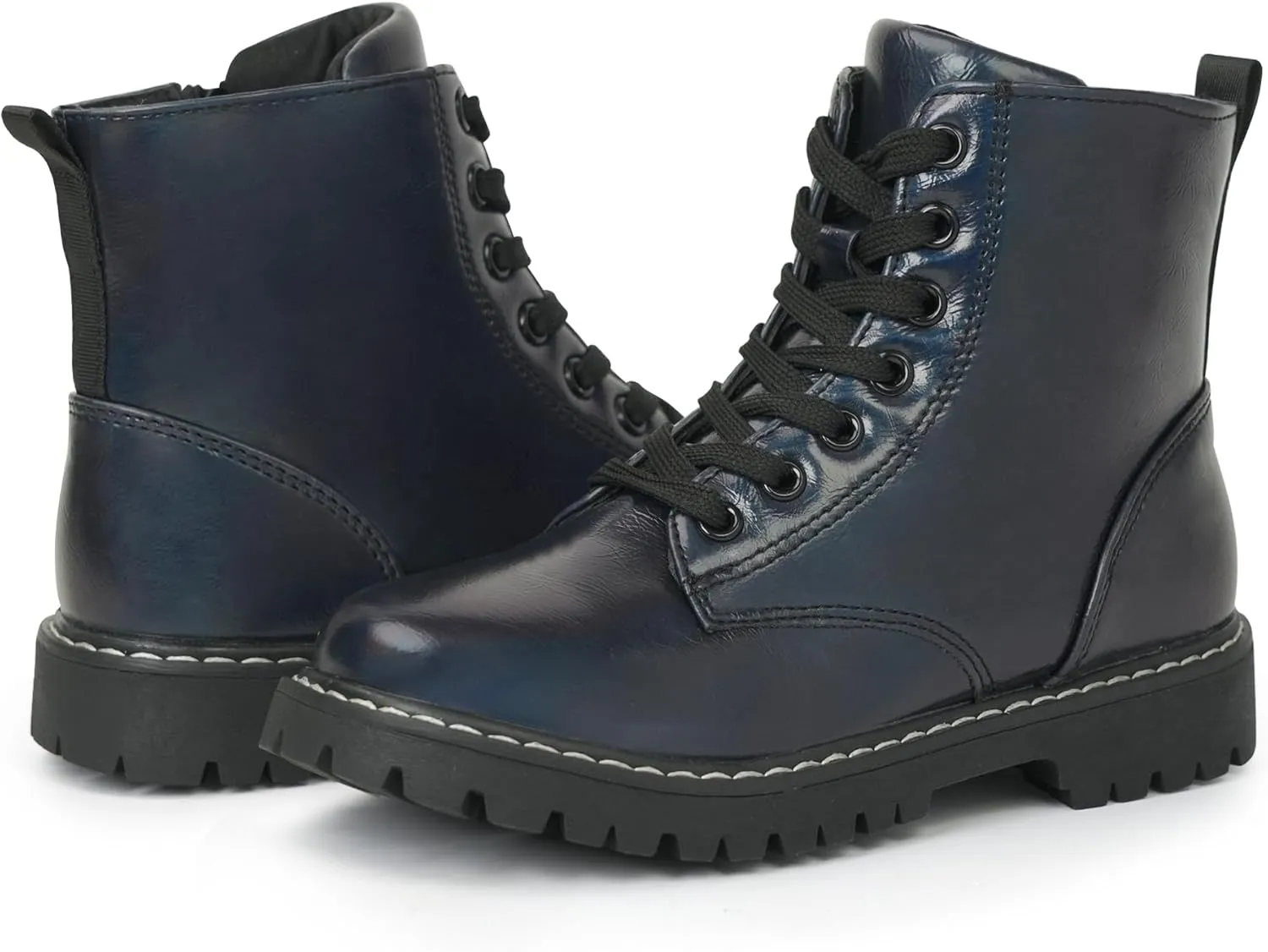 firelli Kids Ankle Boots Boys Girls Side Zipper Lace Up Work Boots Combat Boots