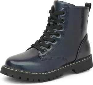 firelli Kids Ankle Boots Boys Girls Side Zipper Lace Up Work Boots Combat Boots