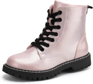 firelli Kids Ankle Boots Boys Girls Side Zipper Lace Up Work Boots Combat Boots