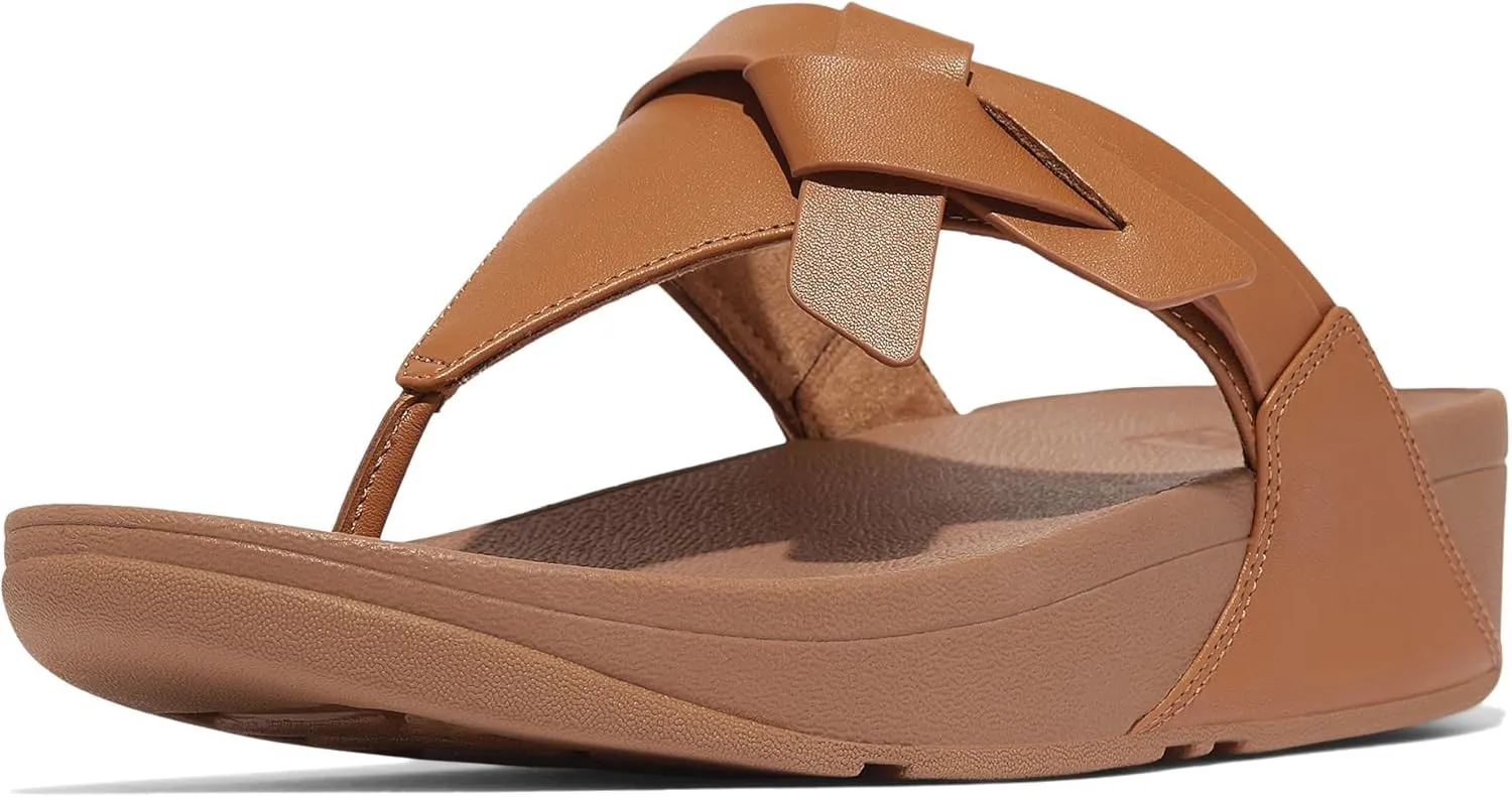 FitFlop Women's Lulu Folded-Knot Leather Toe-Post Sandals Wedge