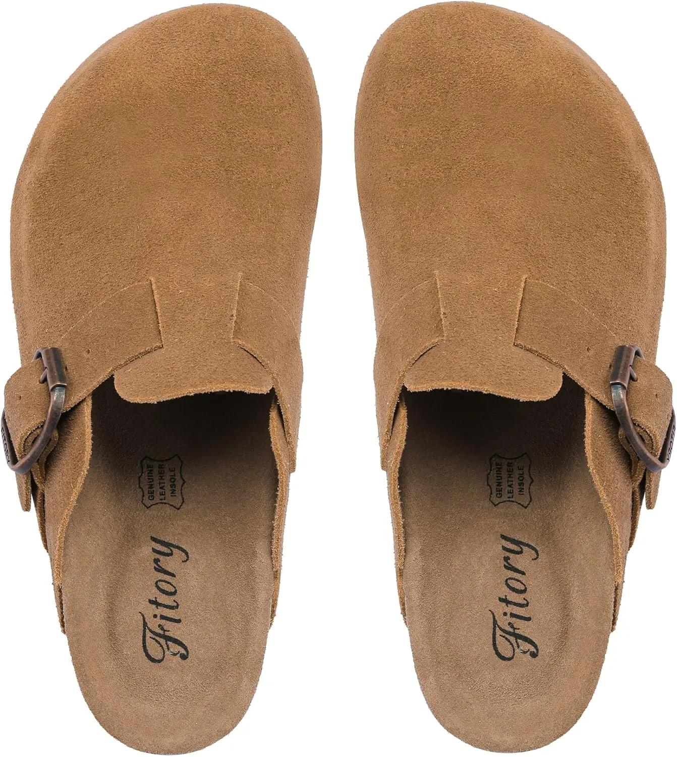 FITORY Womens Clogs Slip-on Potato Shoes Leather Mules with Suede Cork Footbed Size 6-11