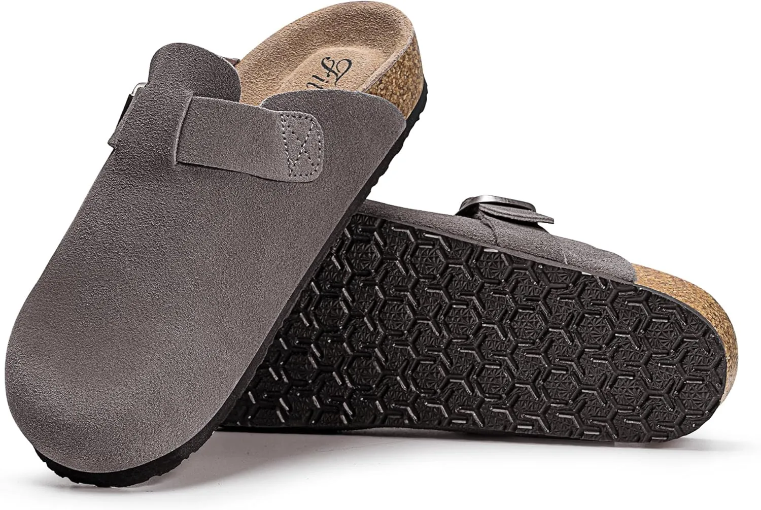 FITORY Womens Clogs Slip-on Potato Shoes Leather Mules with Suede Cork Footbed Size 6-11